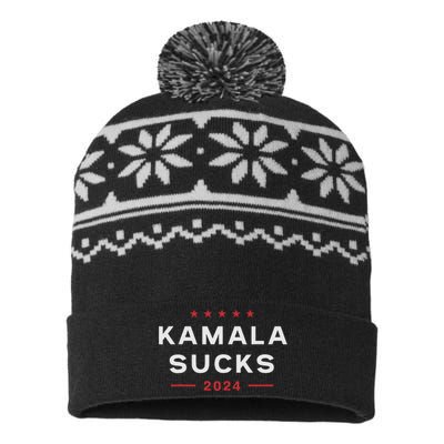 Kamala Sucks 2024 Anti Kamala Harris USA-Made Snowflake Beanie