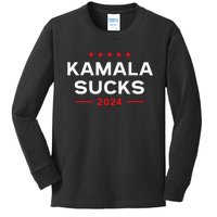 Kamala Sucks 2024 Anti Kamala Harris Kids Long Sleeve Shirt