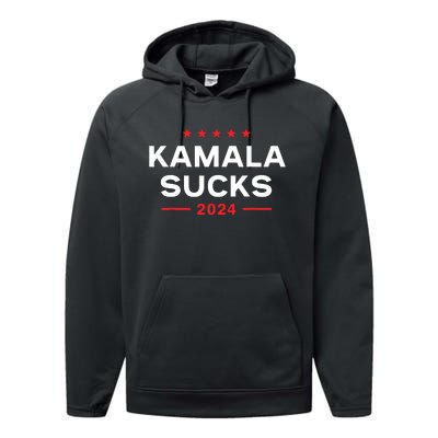 Kamala Sucks 2024 Anti Kamala Harris Performance Fleece Hoodie