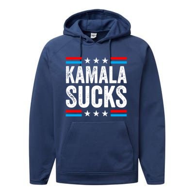 Kamala Sucks 2024 Anti Kamala Harris Us Election Political Gift Performance Fleece Hoodie