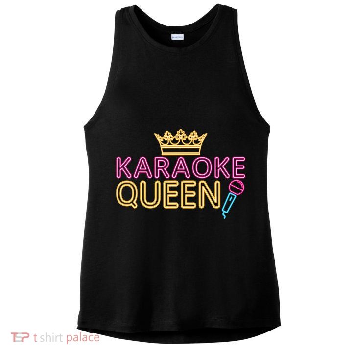 Karaoke Singer 80s Retro Vintage Karaoke Queen Ladies PosiCharge Tri-Blend Wicking Tank