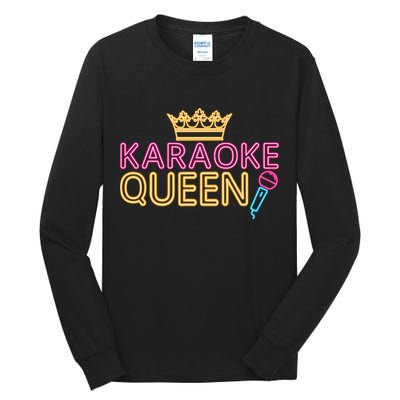 Karaoke Singer 80s Retro Vintage Karaoke Queen Tall Long Sleeve T-Shirt