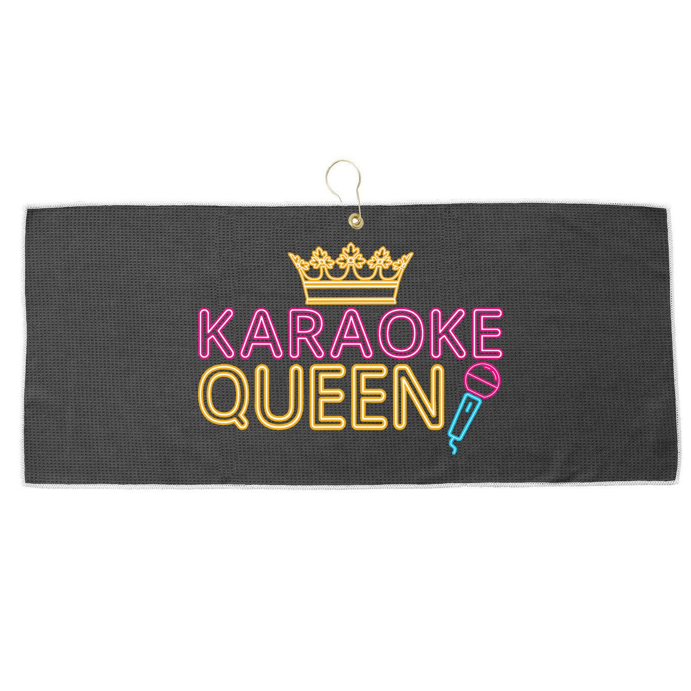 Karaoke Singer 80s Retro Vintage Karaoke Queen Large Microfiber Waffle Golf Towel
