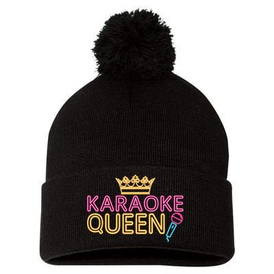 Karaoke Singer 80s Retro Vintage Karaoke Queen Pom Pom 12in Knit Beanie
