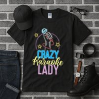 Karaoke Singer 80s Retro Crazy Karaoke Lady Tall T-Shirt