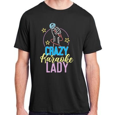 Karaoke Singer 80s Retro Crazy Karaoke Lady Adult ChromaSoft Performance T-Shirt