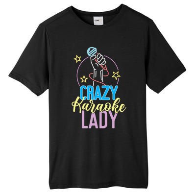 Karaoke Singer 80s Retro Crazy Karaoke Lady Tall Fusion ChromaSoft Performance T-Shirt