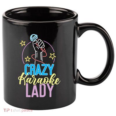 Karaoke Singer 80s Retro Crazy Karaoke Lady 11oz C Handle Ceramic Mug
