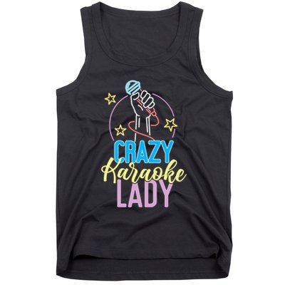 Karaoke Singer 80s Retro Crazy Karaoke Lady Tank Top