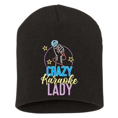 Karaoke Singer 80s Retro Crazy Karaoke Lady Short Acrylic Beanie