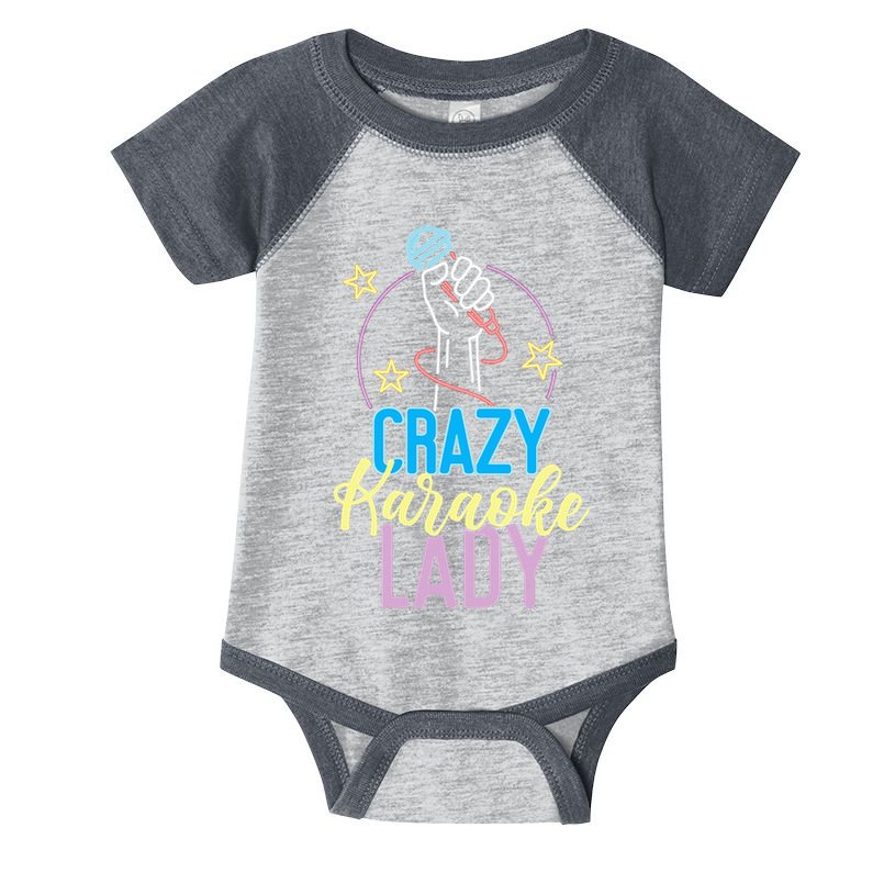 Karaoke Singer 80s Retro Crazy Karaoke Lady Infant Baby Jersey Bodysuit