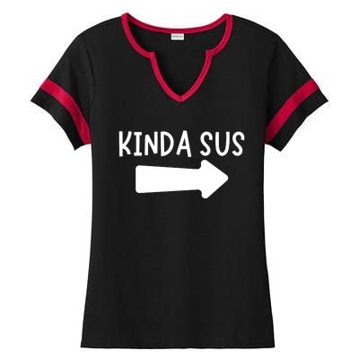 Kinda Sus Arrow Gaming Meme Matching Halloween Costume Ladies Halftime Notch Neck Tee