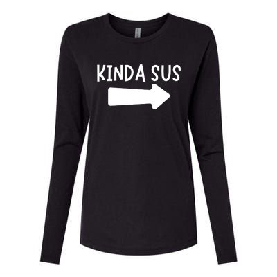 Kinda Sus Arrow Gaming Meme Matching Halloween Costume Womens Cotton Relaxed Long Sleeve T-Shirt