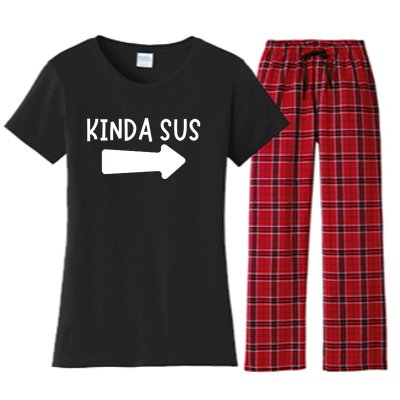 Kinda Sus Arrow Gaming Meme Matching Halloween Costume Women's Flannel Pajama Set