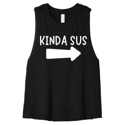 Kinda Sus Arrow Gaming Meme Matching Halloween Costume Women's Racerback Cropped Tank