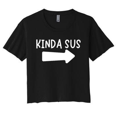 Kinda Sus Arrow Gaming Meme Matching Halloween Costume Women's Crop Top Tee