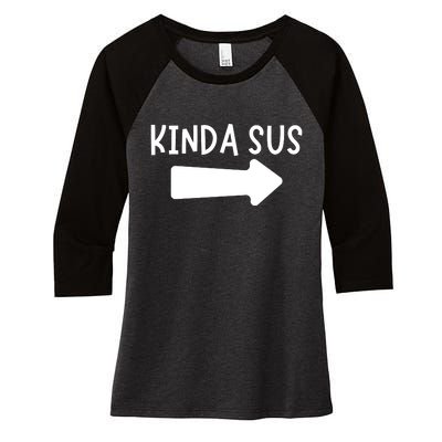 Kinda Sus Arrow Gaming Meme Matching Halloween Costume Women's Tri-Blend 3/4-Sleeve Raglan Shirt