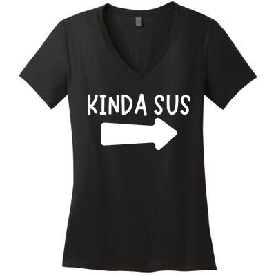 Kinda Sus Arrow Gaming Meme Matching Halloween Costume Women's V-Neck T-Shirt