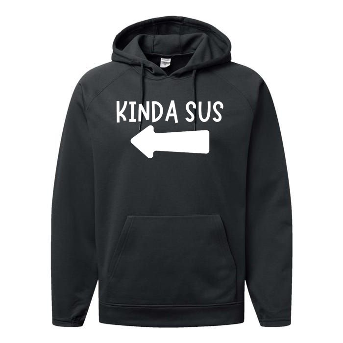 Kinda Sus Arrow Gaming Meme Matching Halloween Costume Performance Fleece Hoodie