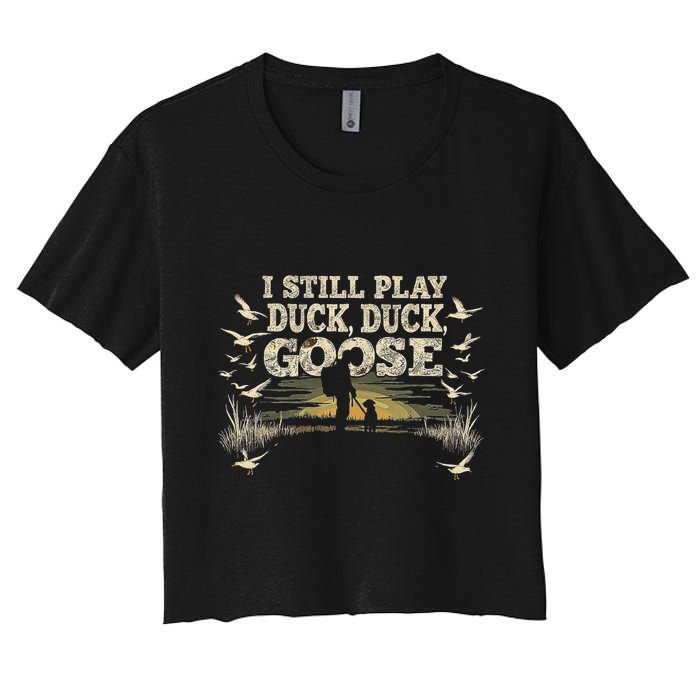 Kuiu Sitka Ak Dux Waterfowl Hunting Gear Duck Camo Funny Women's Crop Top Tee