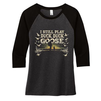 Kuiu Sitka Ak Dux Waterfowl Hunting Gear Duck Camo Funny Women's Tri-Blend 3/4-Sleeve Raglan Shirt