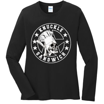 Knuckle Sandwich All Star Knockout White Ladies Long Sleeve Shirt