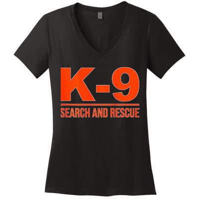 K9 Search And Rescue Sar Emergency Search Team Uniform Women's V-Neck T-Shirt