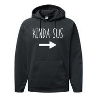 Kinda Sus Arrow Gaming Meme Matching Halloween Costume Funny Performance Fleece Hoodie