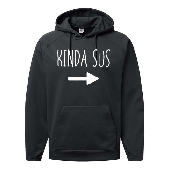 Kinda Sus Arrow Gaming Meme Matching Halloween Costume Funny Performance Fleece Hoodie