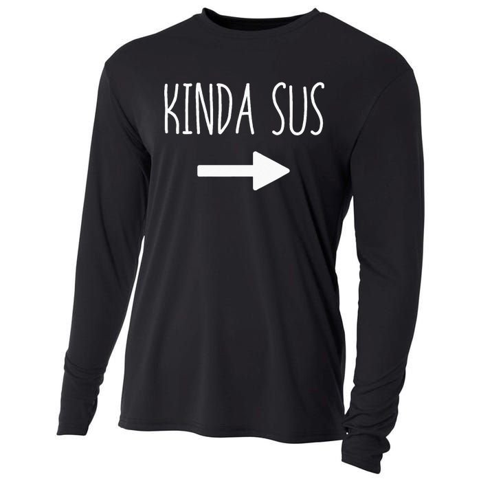 Kinda Sus Arrow Gaming Meme Matching Halloween Costume Funny Cooling Performance Long Sleeve Crew