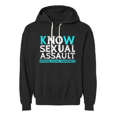 Know Sexual Assault Awareness Stop The Violence Teal Ribbon Garment-Dyed Fleece Hoodie