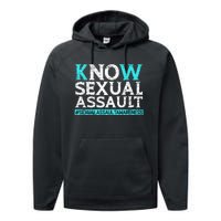 Know Sexual Assault Awareness Stop The Violence Teal Ribbon Performance Fleece Hoodie