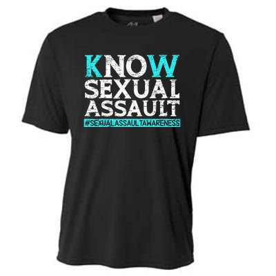 Know Sexual Assault Awareness Stop The Violence Teal Ribbon Cooling Performance Crew T-Shirt