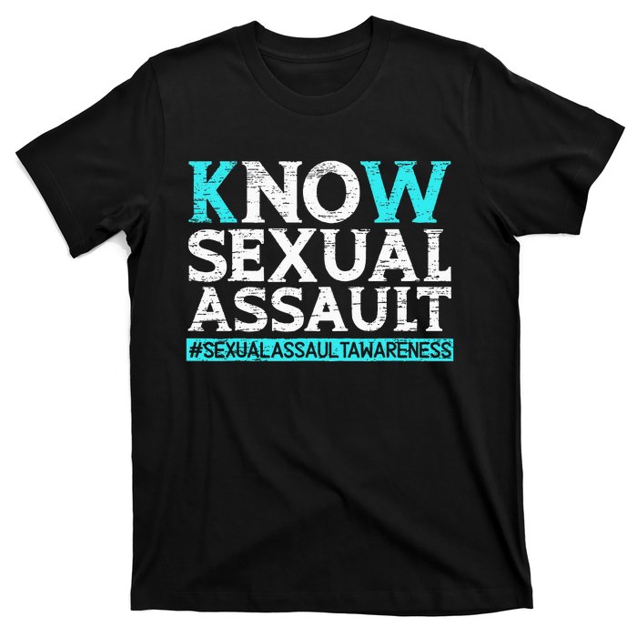 Know Sexual Assault Awareness Stop The Violence Teal Ribbon T-Shirt