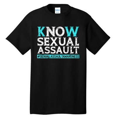 Know Sexual Assault Awareness Stop The Violence Teal Ribbon Tall T-Shirt