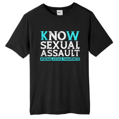 Know Sexual Assault Awareness Stop The Violence Teal Ribbon Tall Fusion ChromaSoft Performance T-Shirt