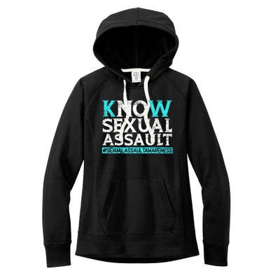 Know Sexual Assault Awareness Stop The Violence Teal Ribbon Women's Fleece Hoodie