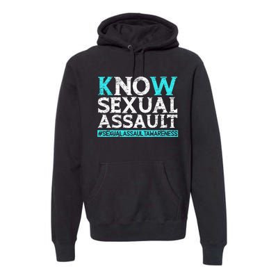 Know Sexual Assault Awareness Stop The Violence Teal Ribbon Premium Hoodie