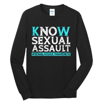 Know Sexual Assault Awareness Stop The Violence Teal Ribbon Tall Long Sleeve T-Shirt