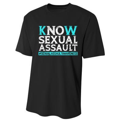 Know Sexual Assault Awareness Stop The Violence Teal Ribbon Performance Sprint T-Shirt