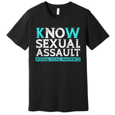 Know Sexual Assault Awareness Stop The Violence Teal Ribbon Premium T-Shirt