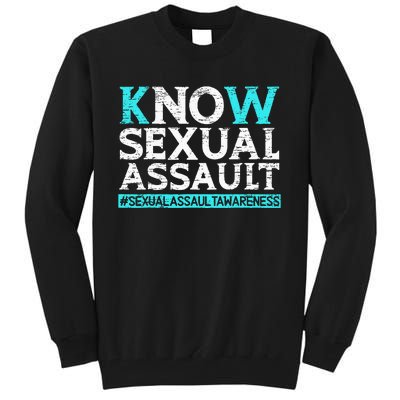 Know Sexual Assault Awareness Stop The Violence Teal Ribbon Tall Sweatshirt