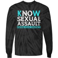 Know Sexual Assault Awareness Stop The Violence Teal Ribbon Tie-Dye Long Sleeve Shirt