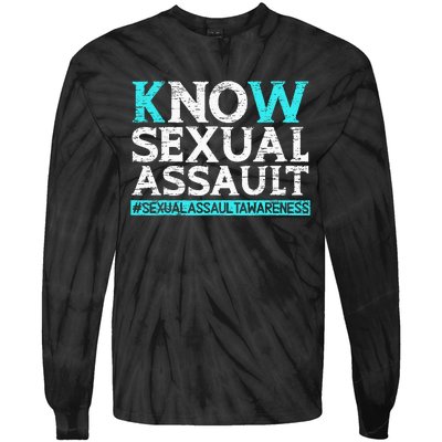 Know Sexual Assault Awareness Stop The Violence Teal Ribbon Tie-Dye Long Sleeve Shirt