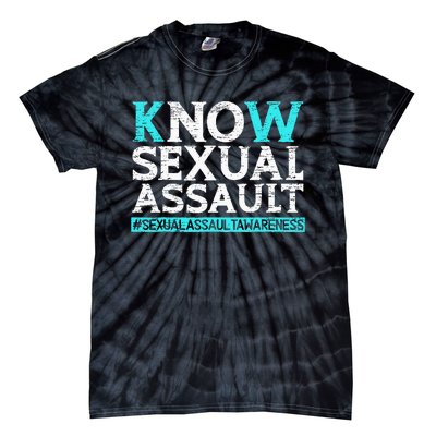 Know Sexual Assault Awareness Stop The Violence Teal Ribbon Tie-Dye T-Shirt