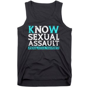 Know Sexual Assault Awareness Stop The Violence Teal Ribbon Tank Top