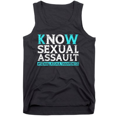 Know Sexual Assault Awareness Stop The Violence Teal Ribbon Tank Top