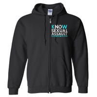 Know Sexual Assault Awareness Stop The Violence Teal Ribbon Full Zip Hoodie