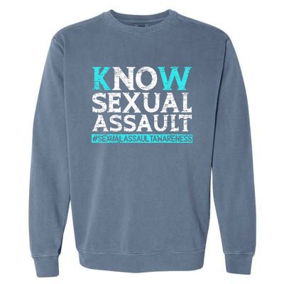 Know Sexual Assault Awareness Stop The Violence Teal Ribbon Garment-Dyed Sweatshirt