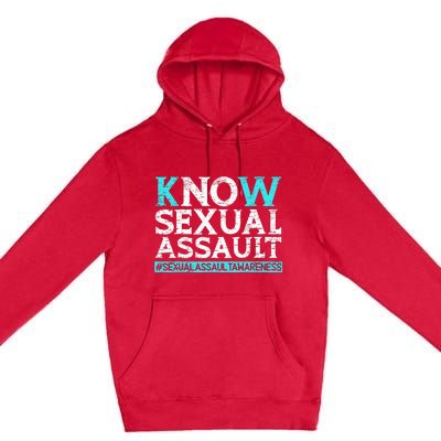 Know Sexual Assault Awareness Stop The Violence Teal Ribbon Premium Pullover Hoodie